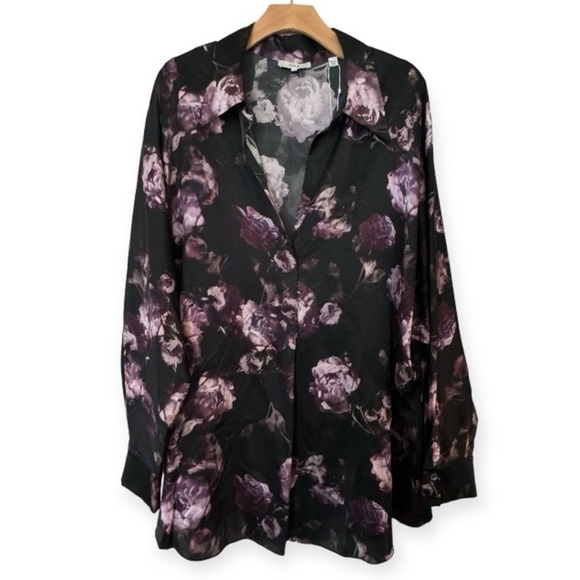 VINCE Night Garden Silk Floral Pullover V-Neck Blouse Size XXXL NEW - Picture 4 of 10